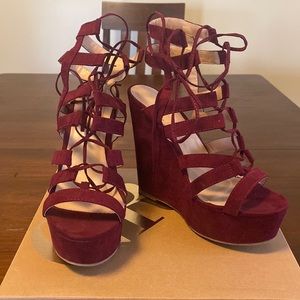 Burgundy Tied Wedges
